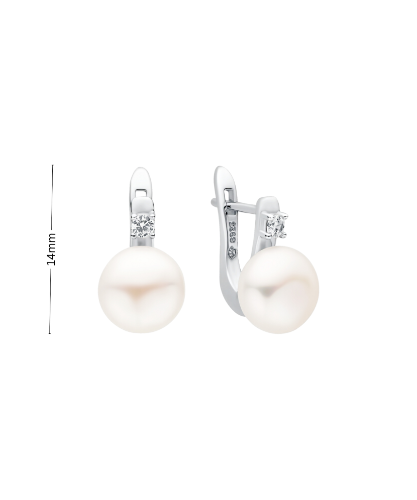 Sterling silver earrings with pearls and zircons Sterling silver earrings with pearls and zircons