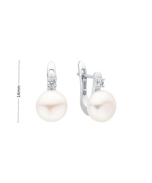 Sterling silver earrings with pearls and zircons