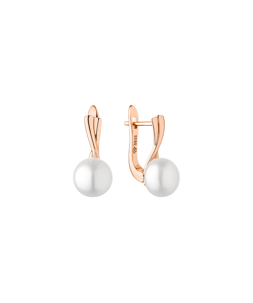 Gilded sterling silver earrings with pearls
