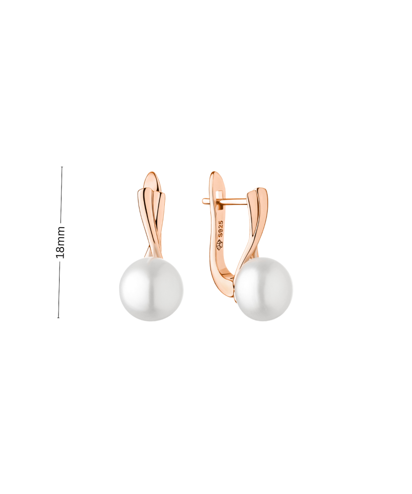 Gilded sterling silver earrings with pearls