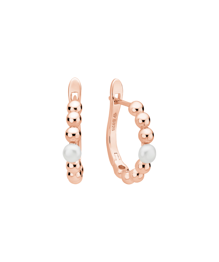 Gilded sterling silver earrings with pearls