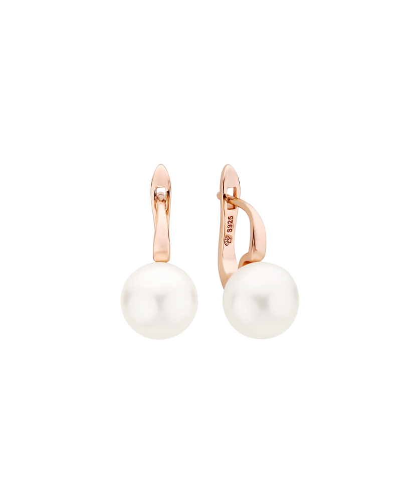 Gilded sterling silver earrings with pearls
