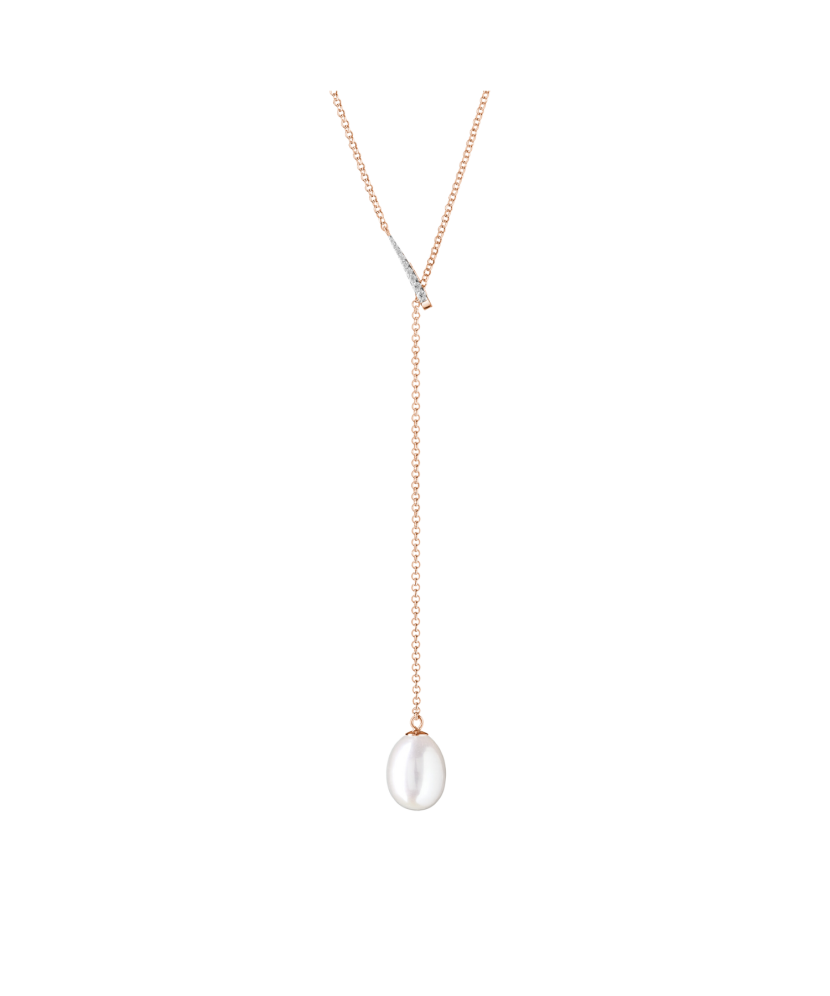 Gold-plated silver chain with pearls and zircons