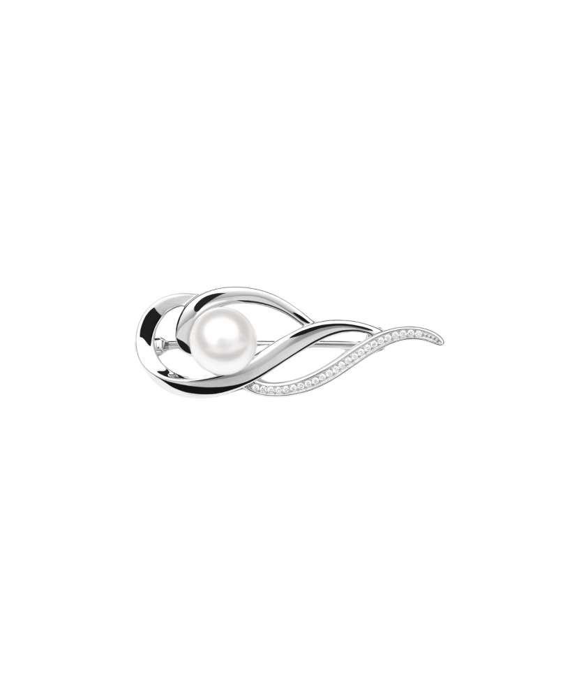 Sterling silver  brooch with pearl and zircons