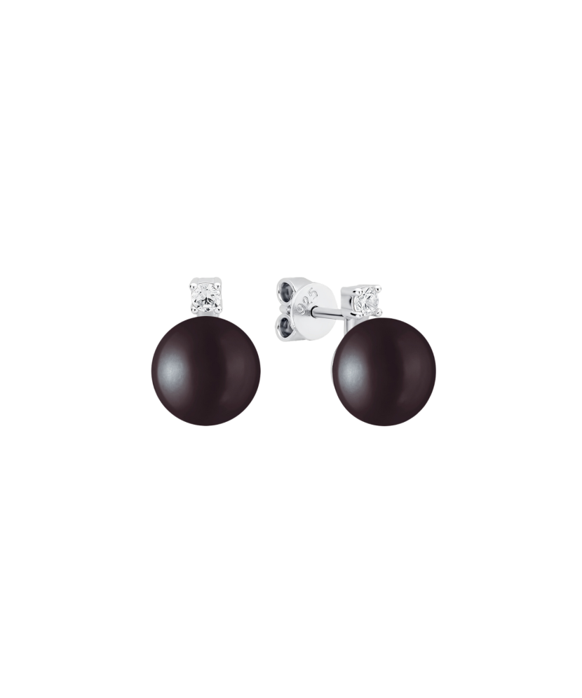 Sterling silver earrings with pearls and zircons Sterling silver earrings with pearls and zircons