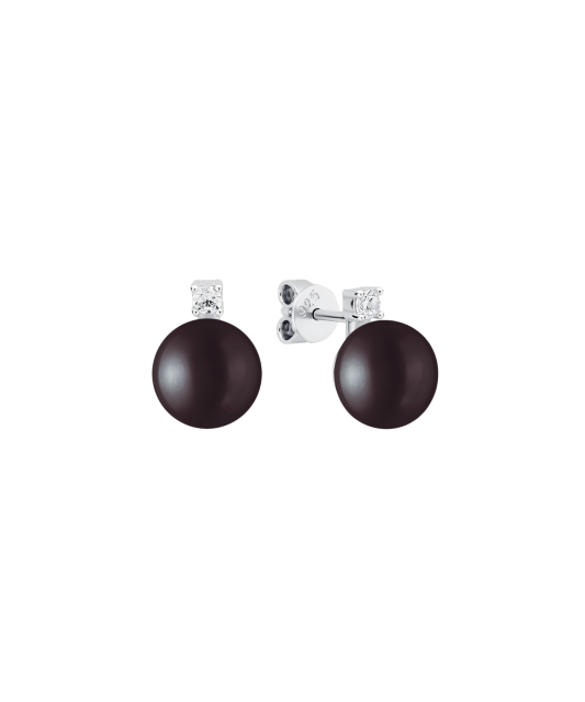 Sterling silver earrings with pearls and zircons
