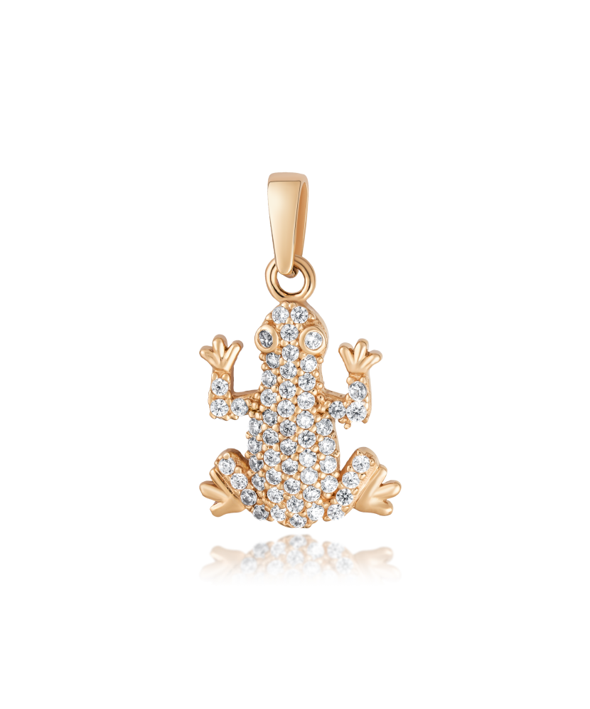 Gold pendant with zircons "Frog"