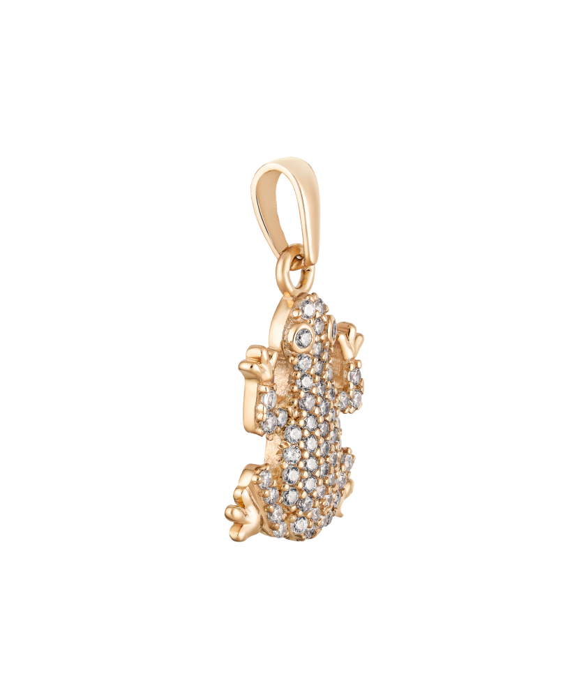 Gold pendant with zircons "Frog"