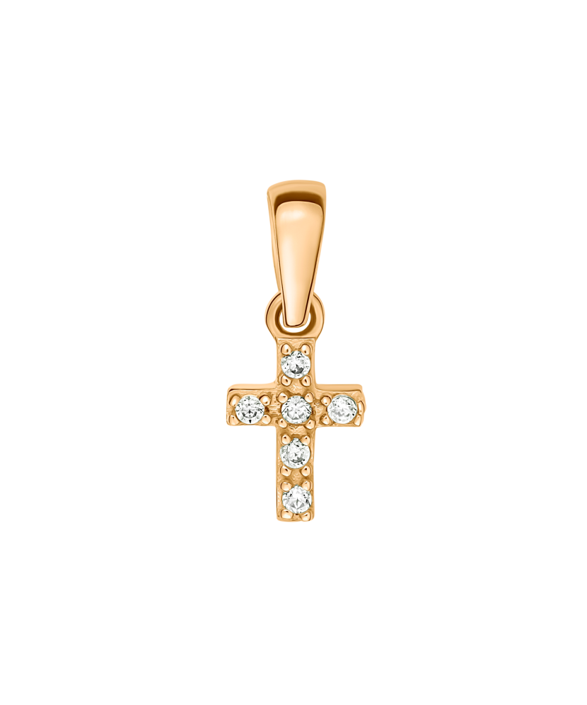 Gold pendant with zircons "cross"
