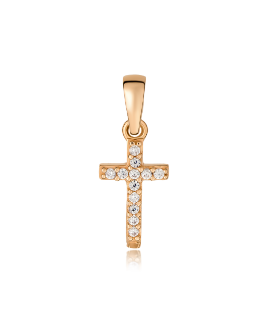 Gold pendant with zircons "cross"