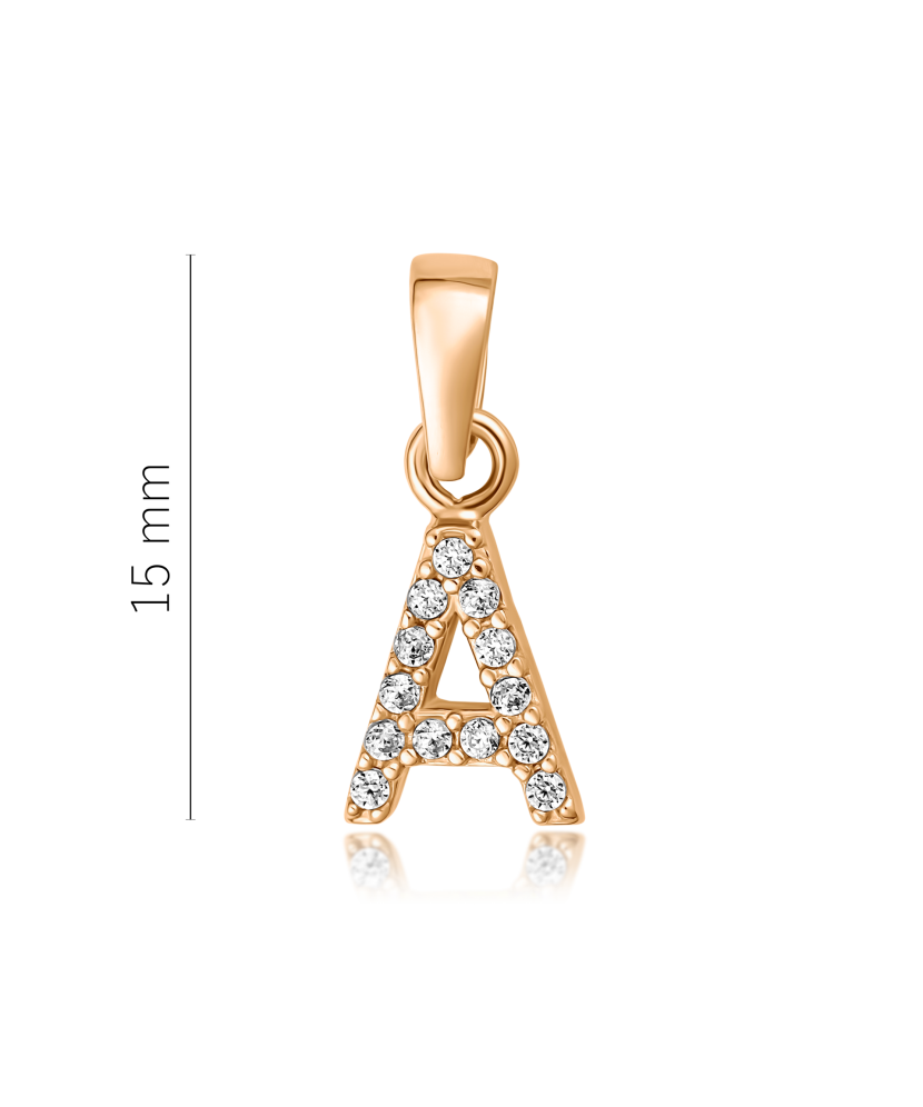 Gold pendant with zircons Letter A