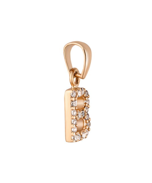 Gold pendant with zircons Letter B