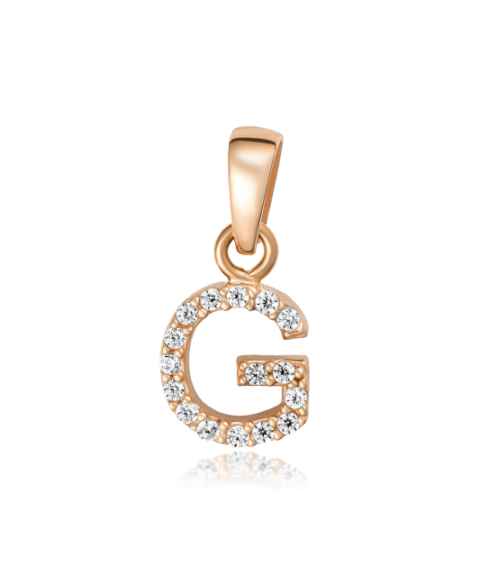 Gold pendant with zircons Letter G