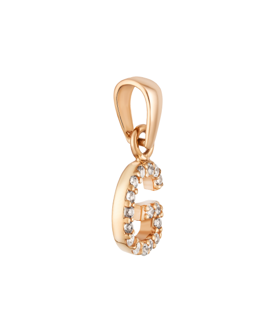 Gold pendant with zircons Letter G