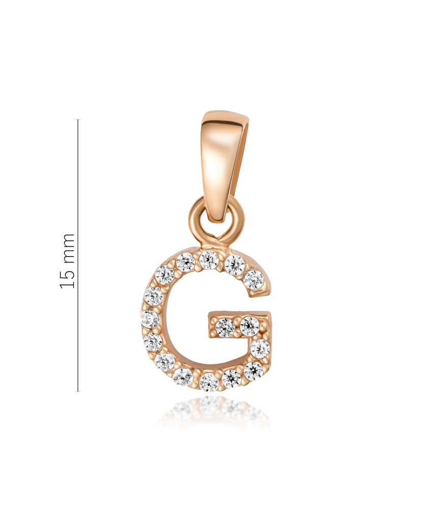 Gold pendant with zircons Letter G