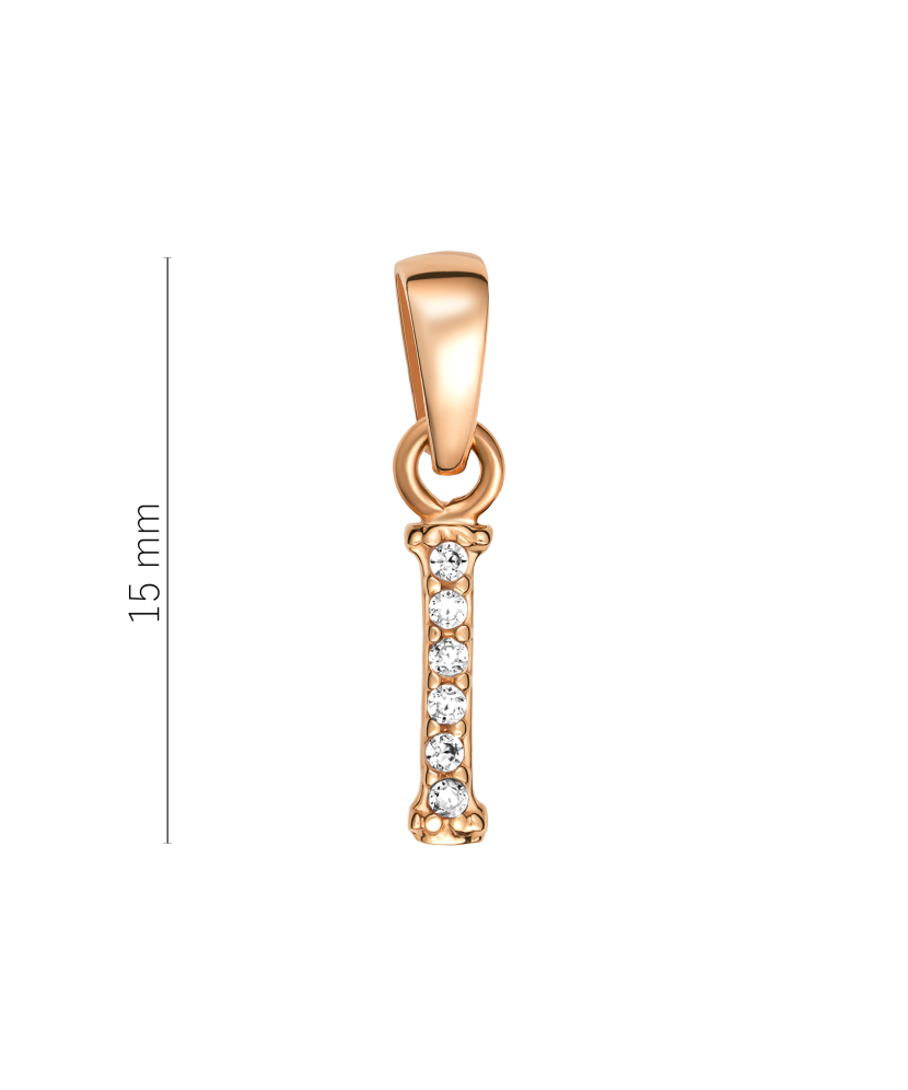 Золотой подвеска  с цирконами буква I Золотой подвеска  с цирконами буква I