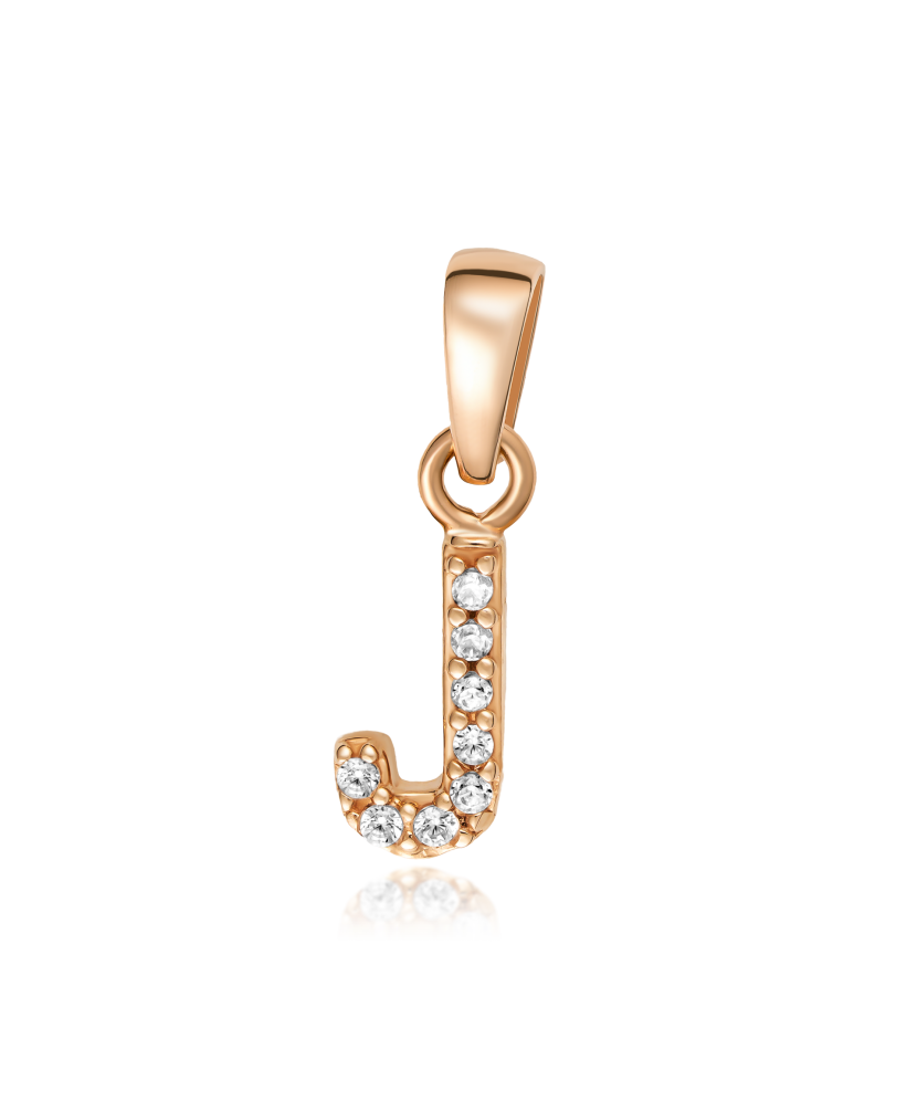 Gold pendant with zircons Letter J
