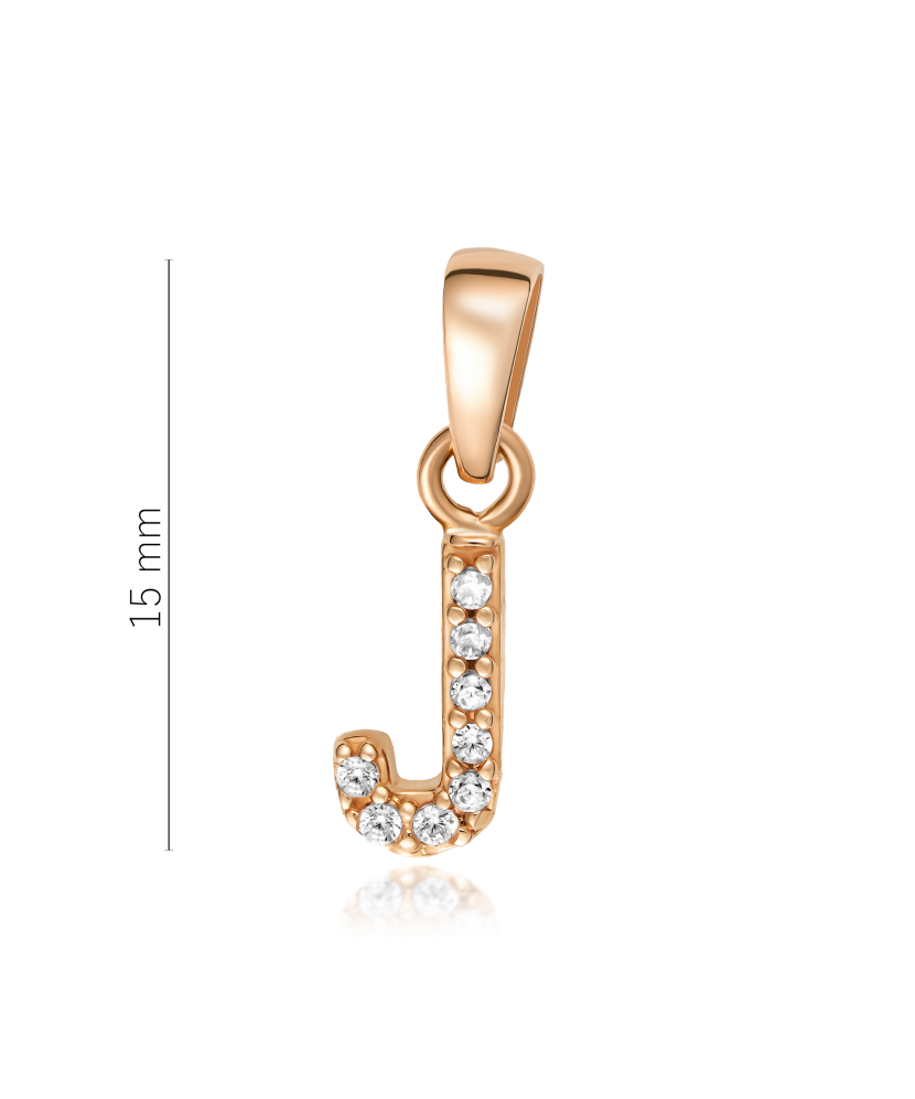 Gold pendant with zircons Letter J