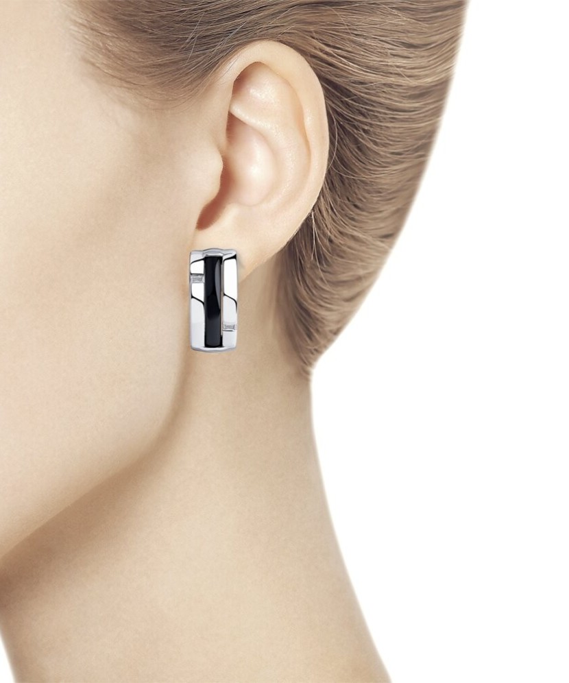 Sterling silver earrings with ceramics and zircons