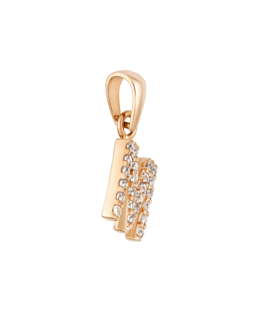 Gold pendant with zircons Letter M