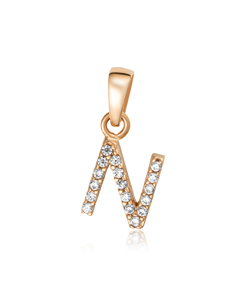Золотой подвеска с цирконами буква N