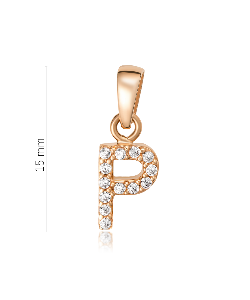 Gold pendant with zircons Letter P