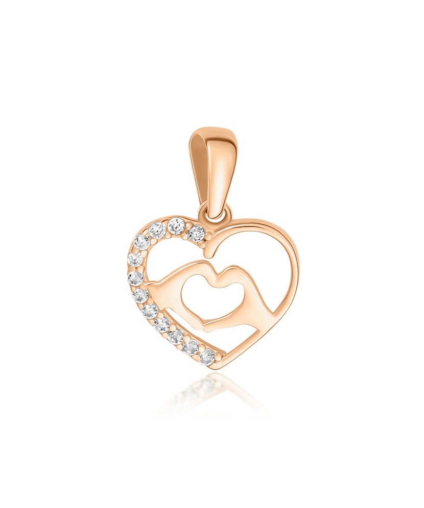 Gold pendant with zircons "heart"