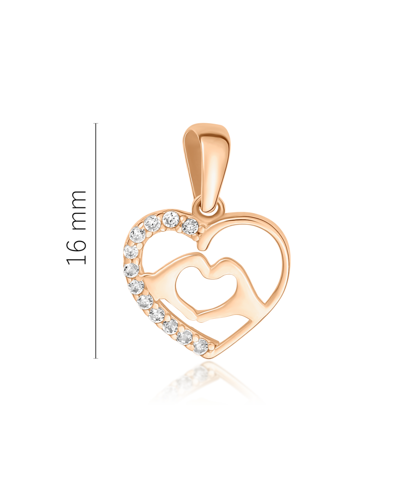 Gold pendant with zircons "heart"