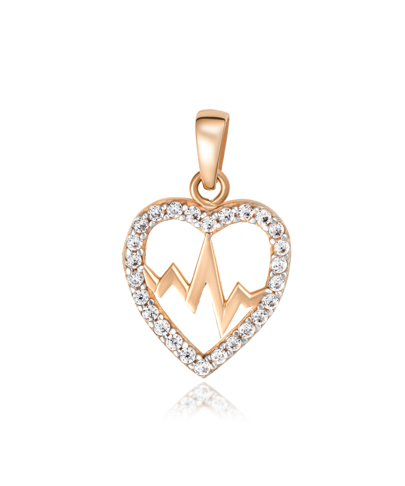 Gold pendant with zircons "heart"