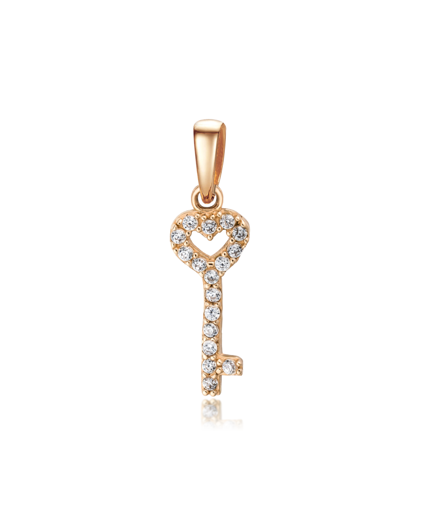 Gold pendant with zircons "Key"