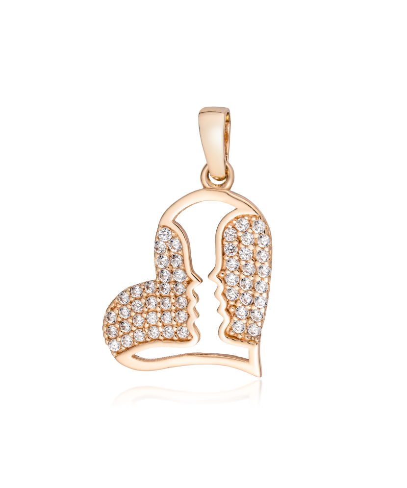 Gold pendant with zircons "heart"