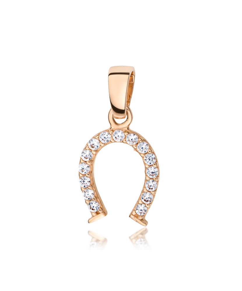 Gold pendant with zircons "horseshoe"