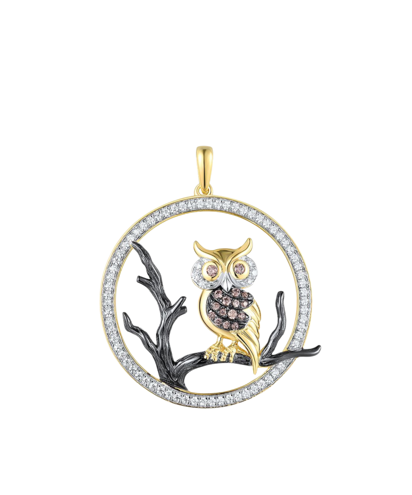 Gilded sterling silver pendant with zircons