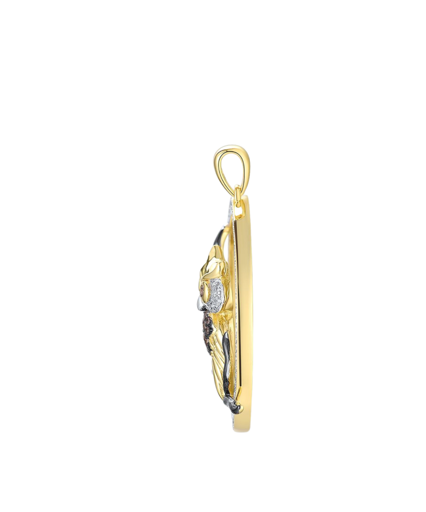 Gilded sterling silver pendant with zircons