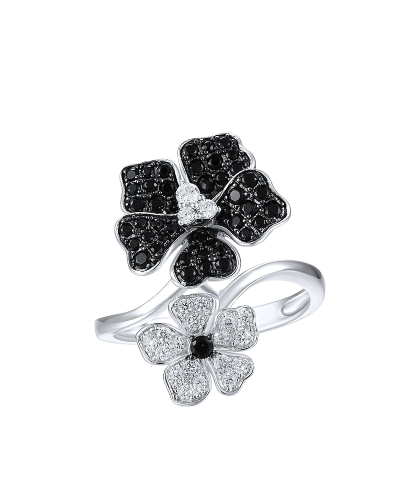 Sterling silver ring with zircons and spinels