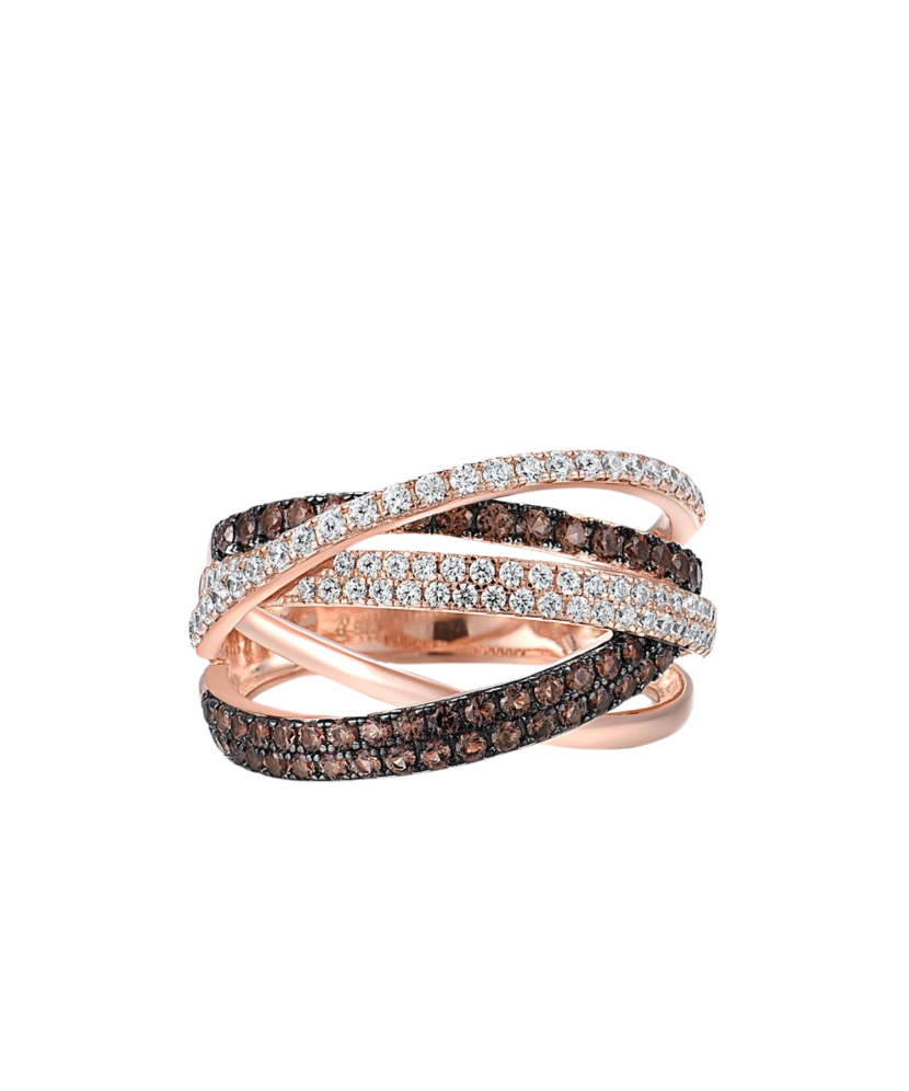 Gilded Sterling silver ring with zircons and spinels