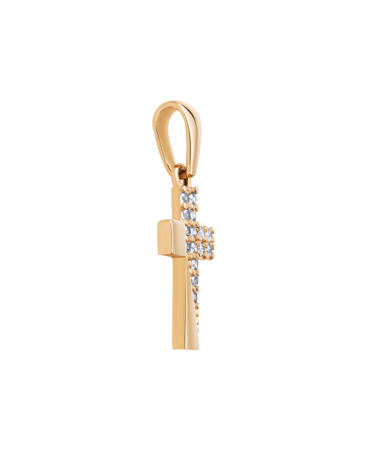 Gold pendant with zircons "cross"