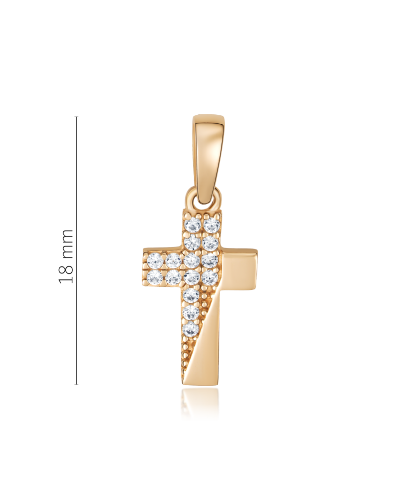 Gold pendant with zircons "cross"