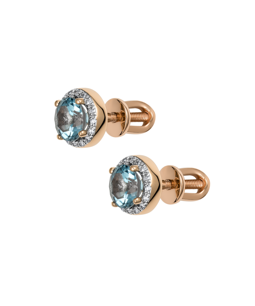 Gold earrings with diamonds and topazes