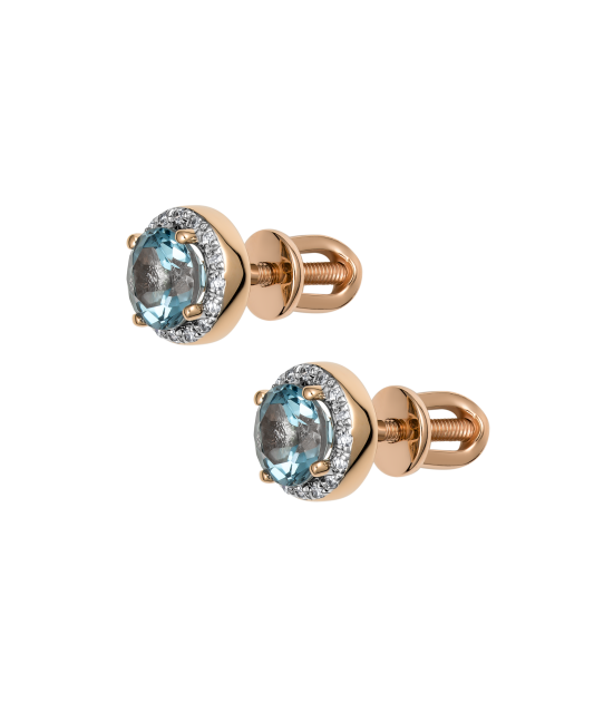 Gold earrings with diamonds and topazes