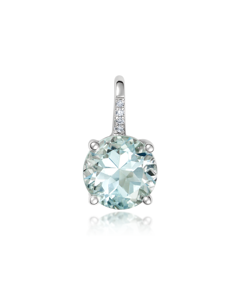 White gold pendant with topaz and diamonds White gold pendant with topaz and diamonds