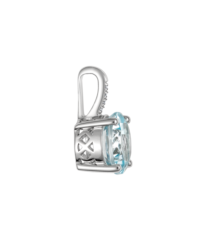 White gold pendant with topaz and diamonds White gold pendant with topaz and diamonds