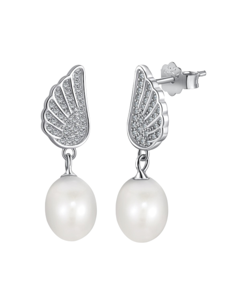Sterling silver earrings with zircons and pearls