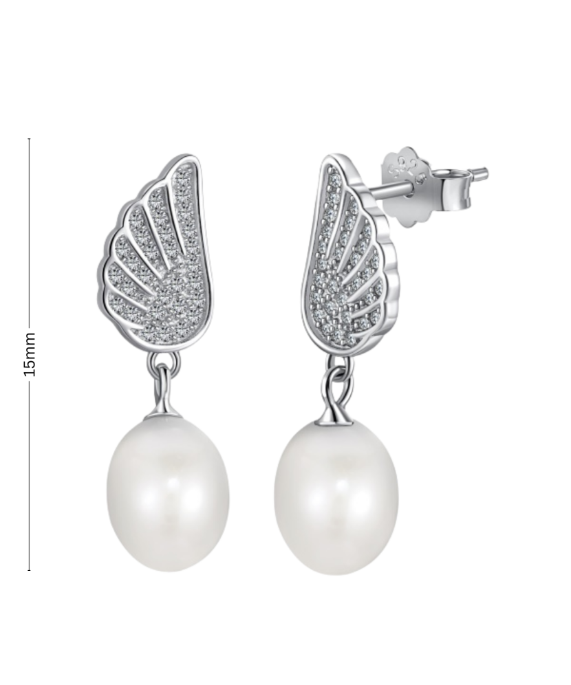 Sterling silver earrings with zircons and pearls