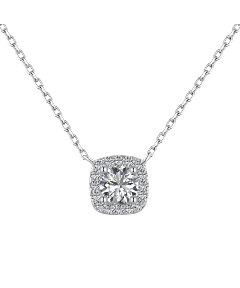 Sterling silver chain with zirconium pendant