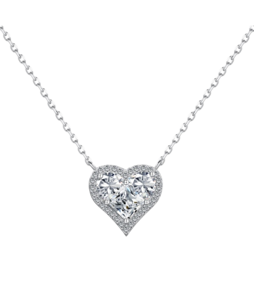 Серебряная цепочка с подвеской из циркона "Сердечко"