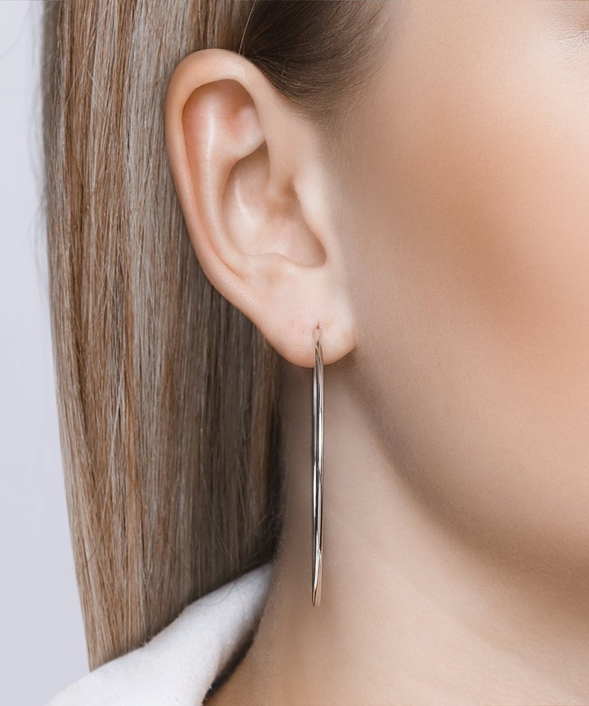 Sterling silver hoop earrings  45mm Sterling silver hoop earrings  45mm