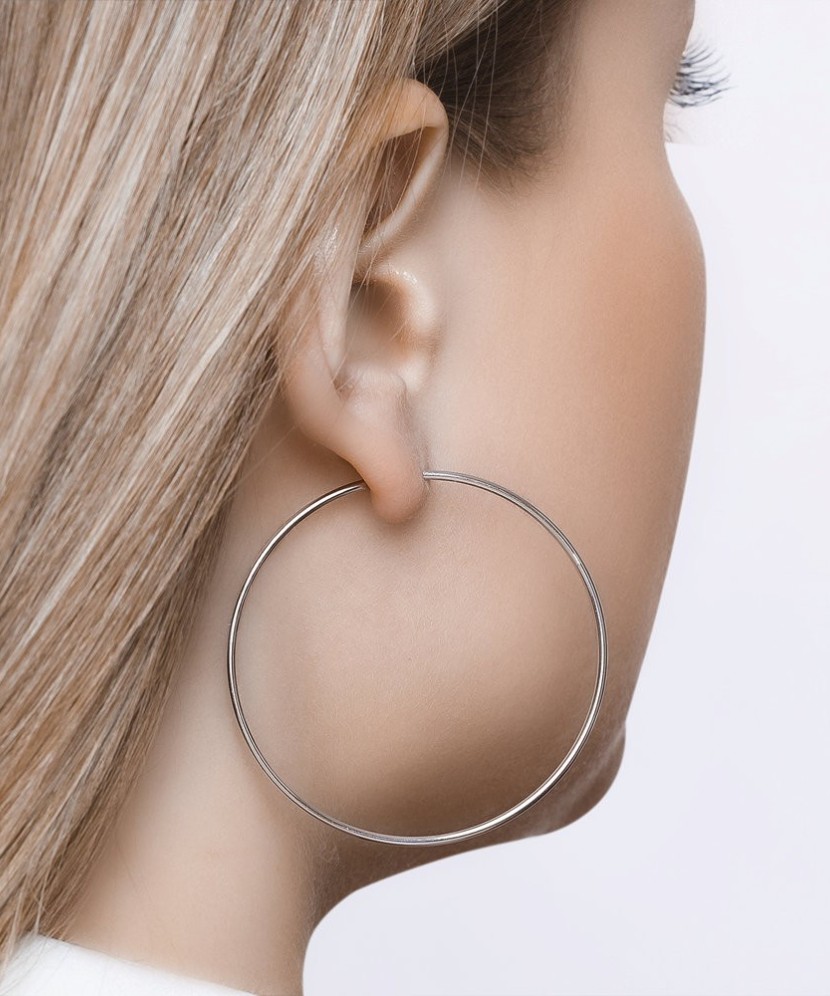Sterling silver hoop earrings  45mm Sterling silver hoop earrings  45mm