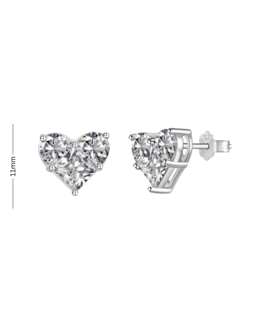Серьги из серебра с цирконом "Сердце"