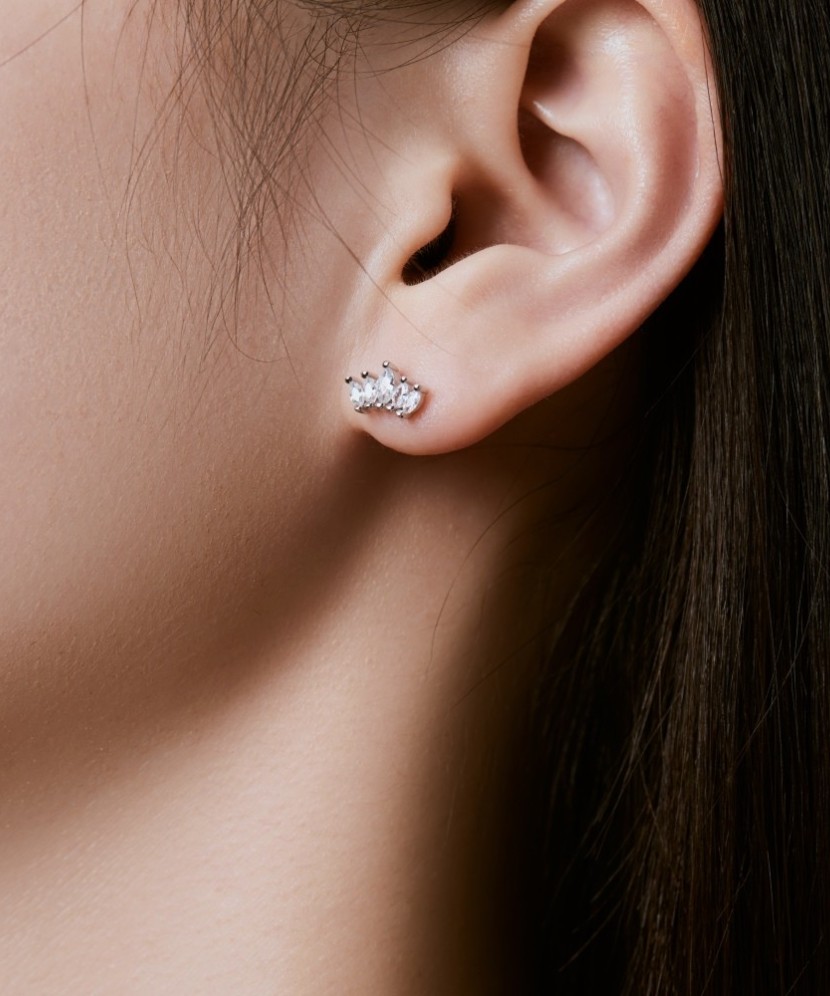 Серьги из серебра с цирконами "Корона"